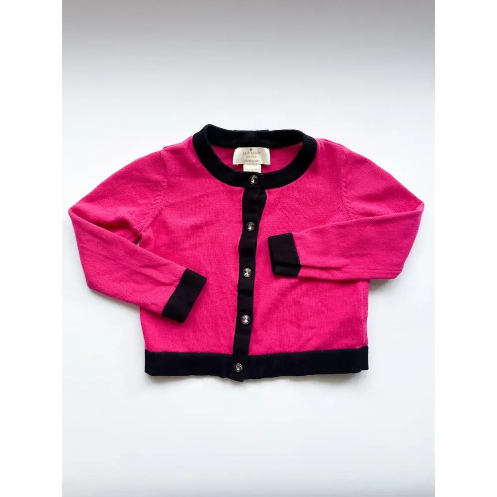 Toddler Girls Kate Spade Pink and Black Cardigan Sweater Size 24 Months